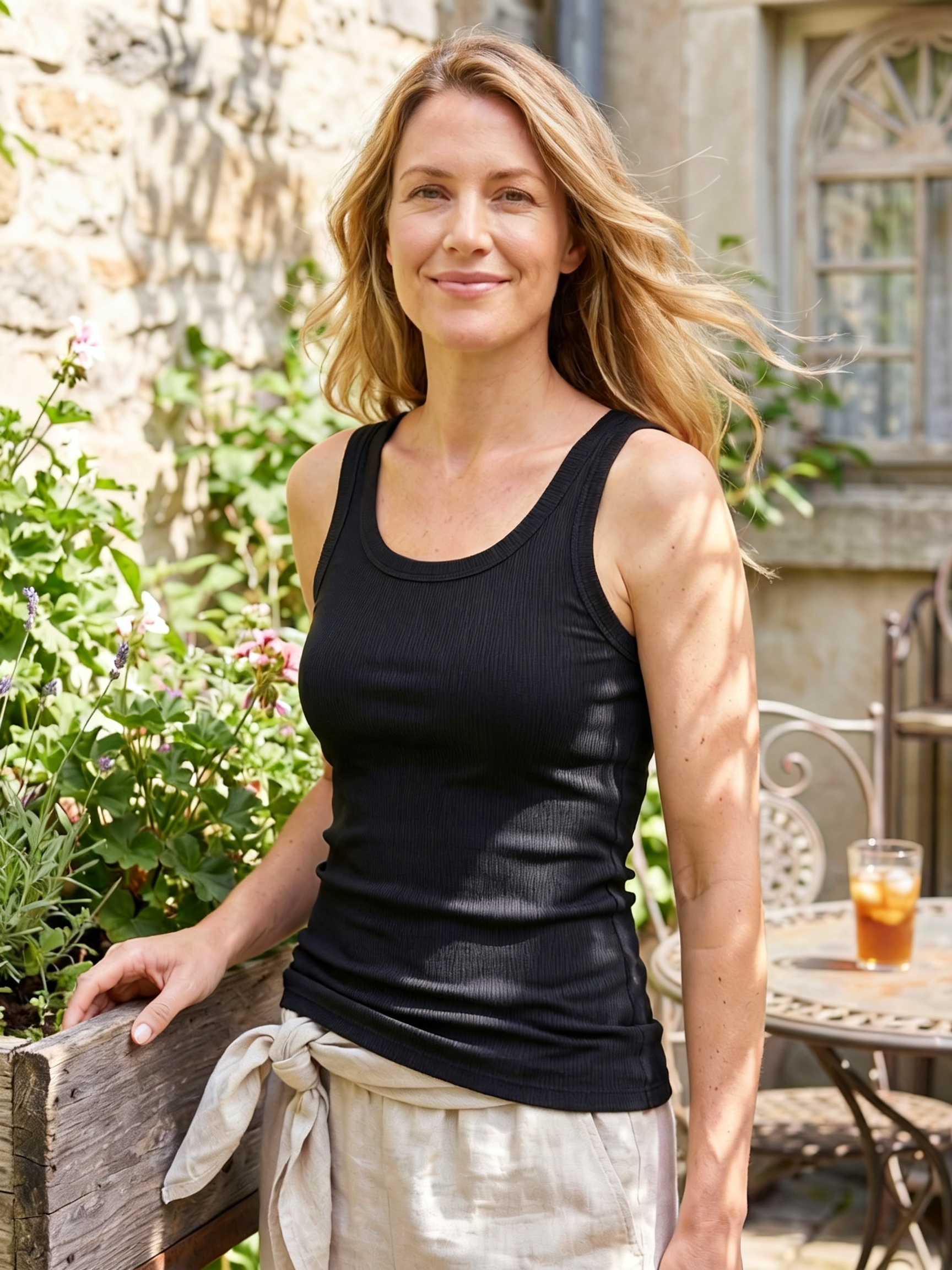 Bamboo Bra-Style Round Neckline Tank Top