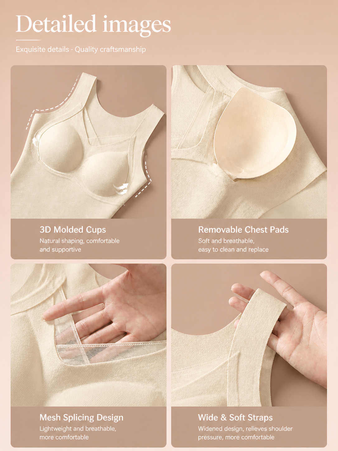 Contrast Lace V-Neck Built-in Bra Tank Top