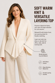 Solid-Color Button Cardigan