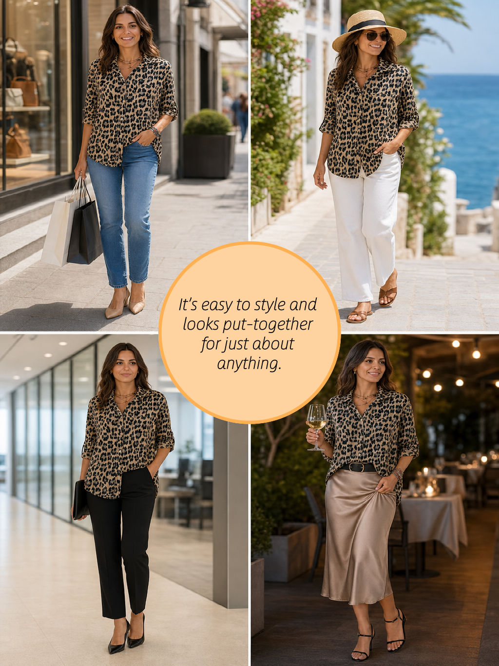 Bold Leopard Print Women’s Button Down Shirt