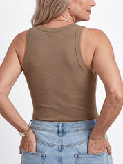 Tank Top with Bra – Ribbed Round Neck