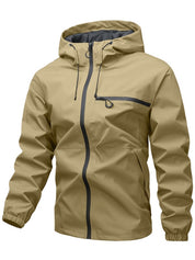Plain Waterproof Windproof Drawstring Zip Up Jacket