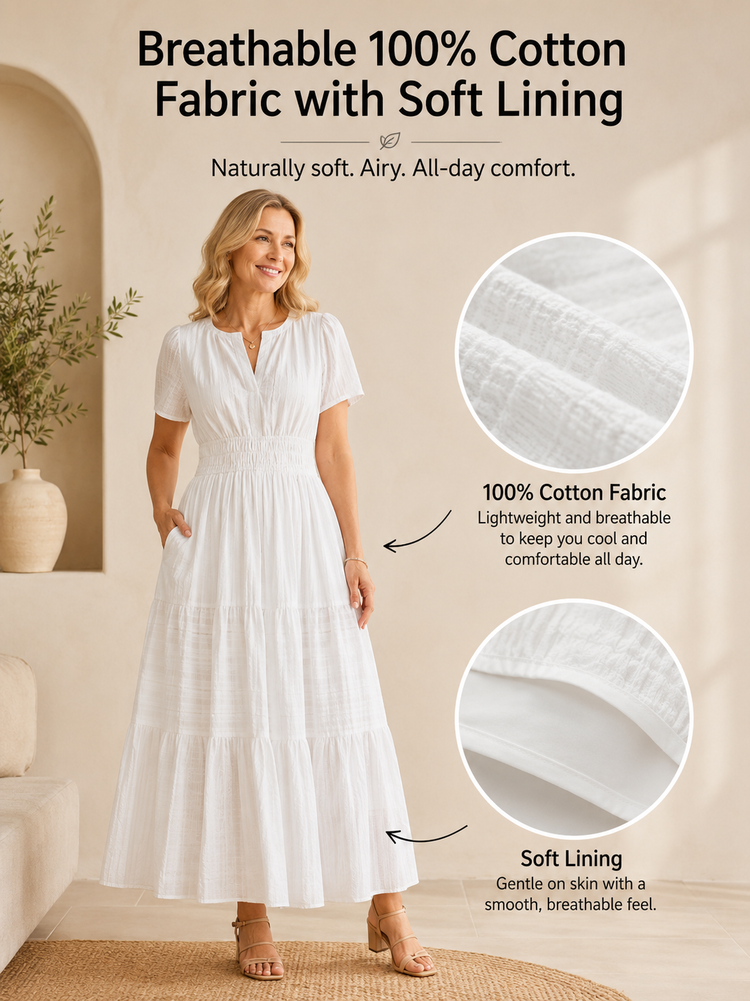 Soft-Lined Breathable 100% Cotton