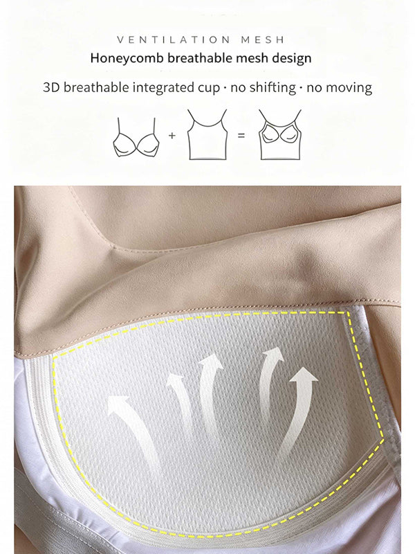 Built-In Bra Satin V Neck Tank Top