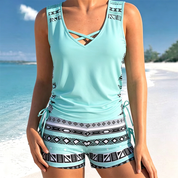 Tankini Swimsuit Set with Adjustable Sides