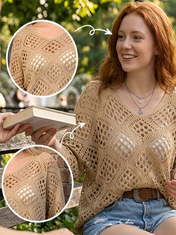 Women's Crochet Top with V-Neck
