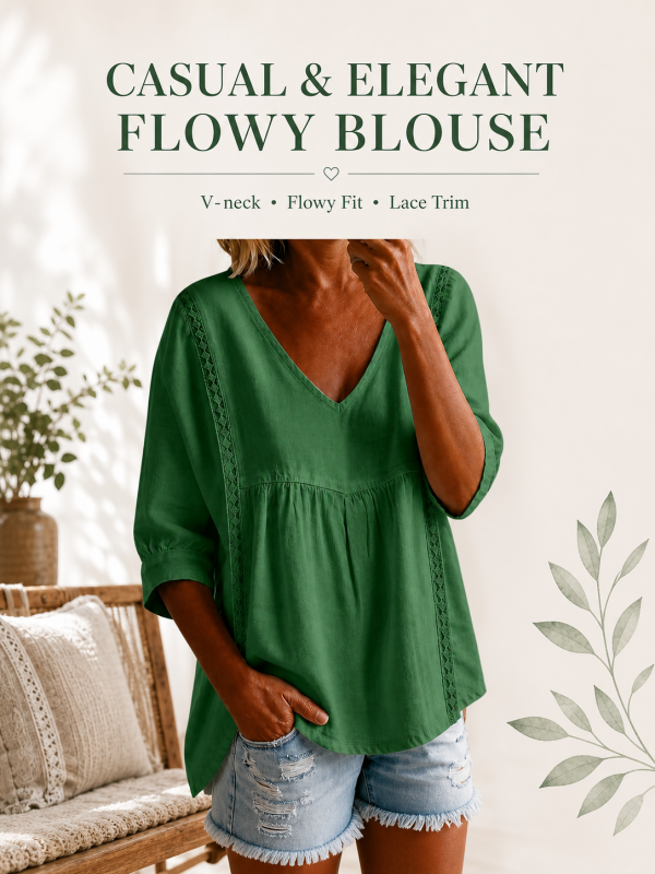 Women's V Neck Lace Blouses
