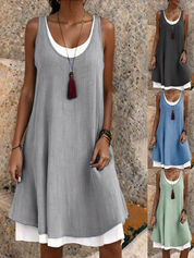 Casual Vacation Colorblock Sleeveless Summer Dress