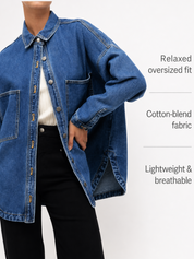 Women Denim Shirts Oversized Long Sleeve