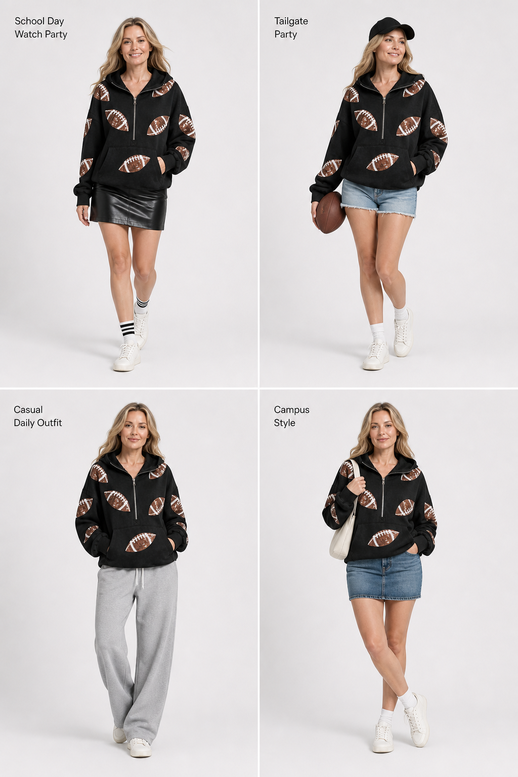 Women's Rugby Graphic Print Half Zip Hoodie