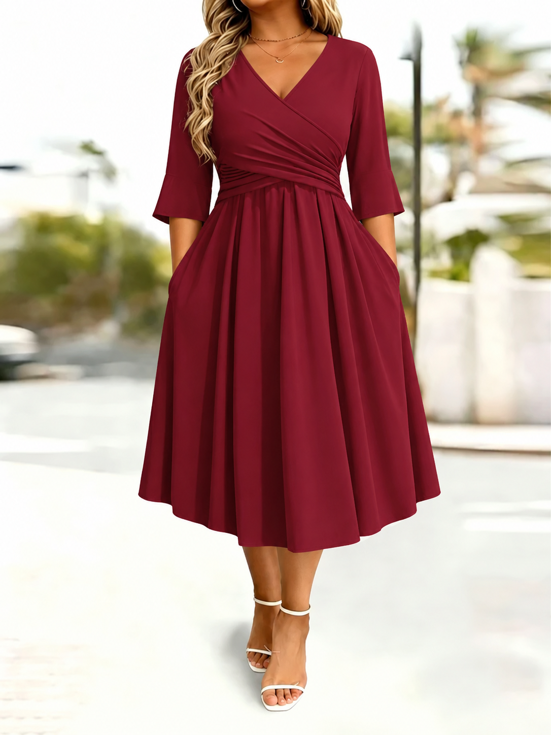 Waist-Cinching Dress With Heart Decoration