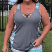 Tankini Swimsuit Set with Adjustable Sides