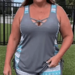 Tankini Swimsuit Set with Adjustable Sides
