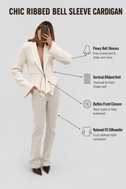 Solid-Color Button Cardigan