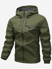 Plain Waterproof Windproof Drawstring Zip Up Jacket