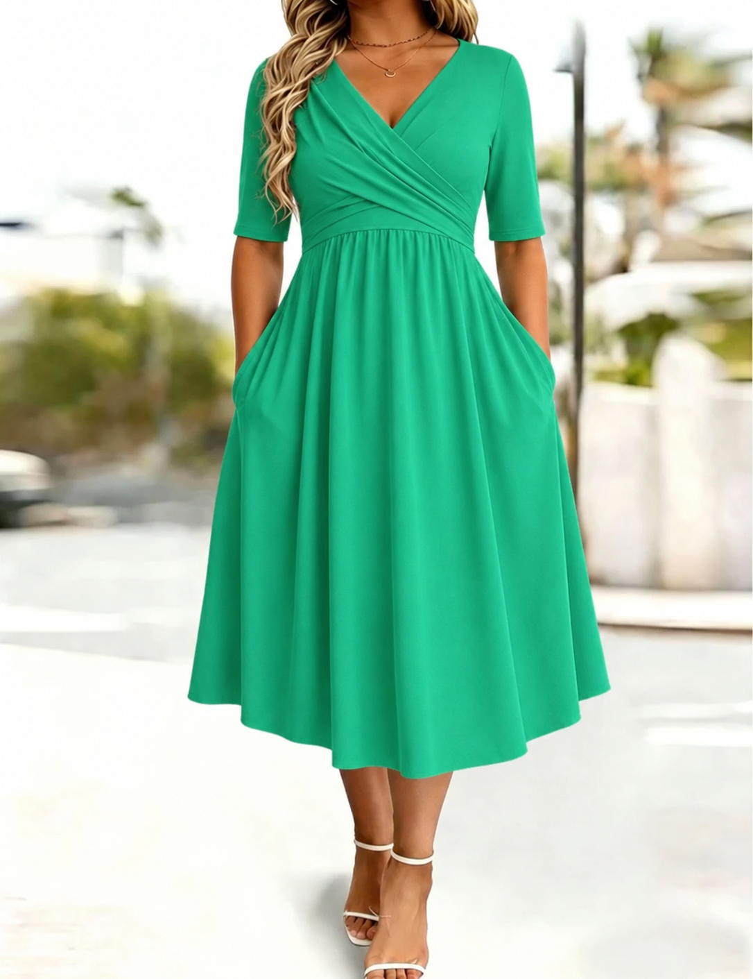 Waist-Cinching Dress With Heart Decoration