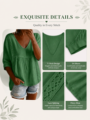Women's V Neck Lace Blouses