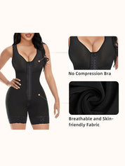 Women's built-in bra shapewear with zipper crotch