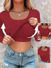 Square Neck Long Sleeve with Built-in Bra