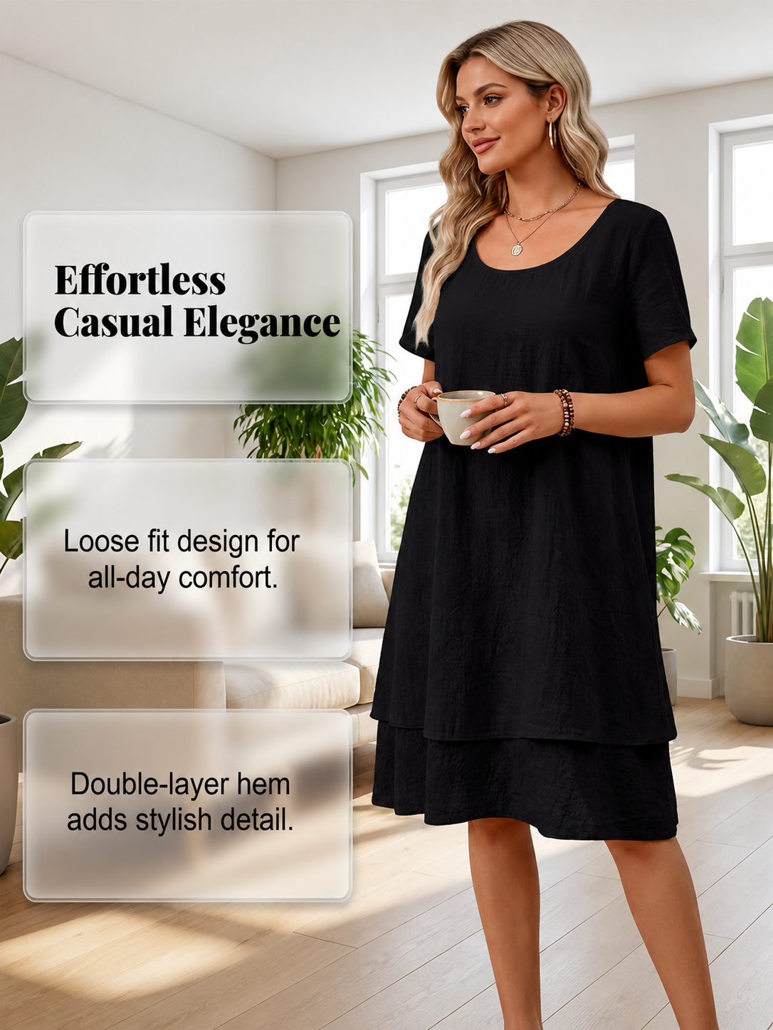 Flowing Sleeveless Double Layer Hem Dress
