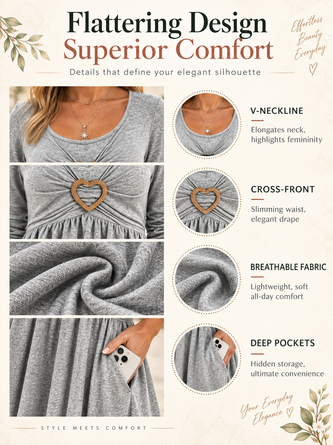 Waist-Cinching Dress With Heart Decoration