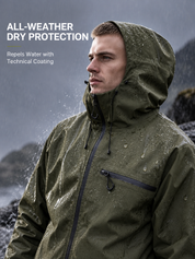 Plain Waterproof Windproof Drawstring Zip Up Jacket