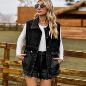 Vintage Y2K Baggy Pocket Sleeveless Denim Vest
