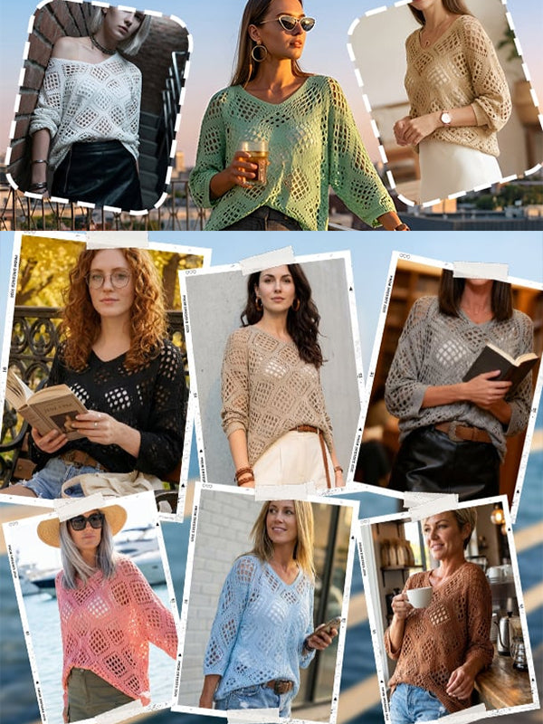 Women's Crochet Top with V-Neck