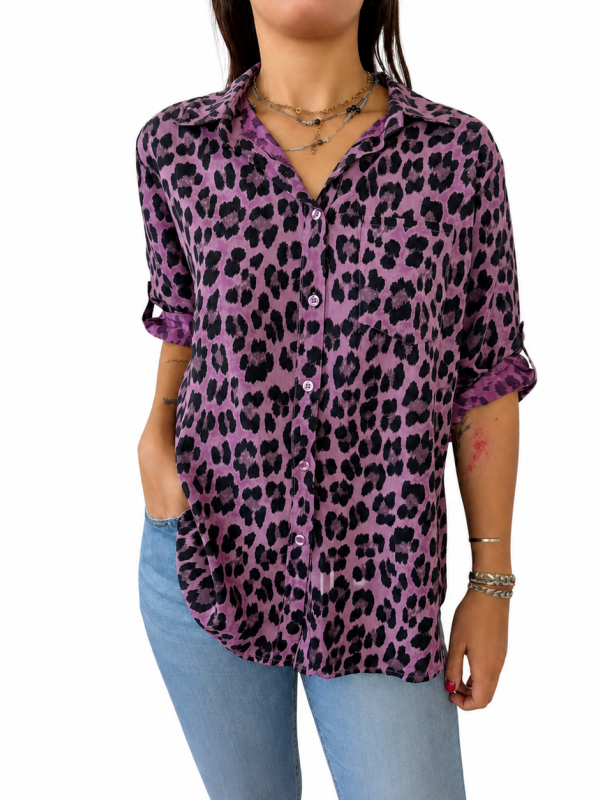 Bold Leopard Print Women’s Button Down Shirt