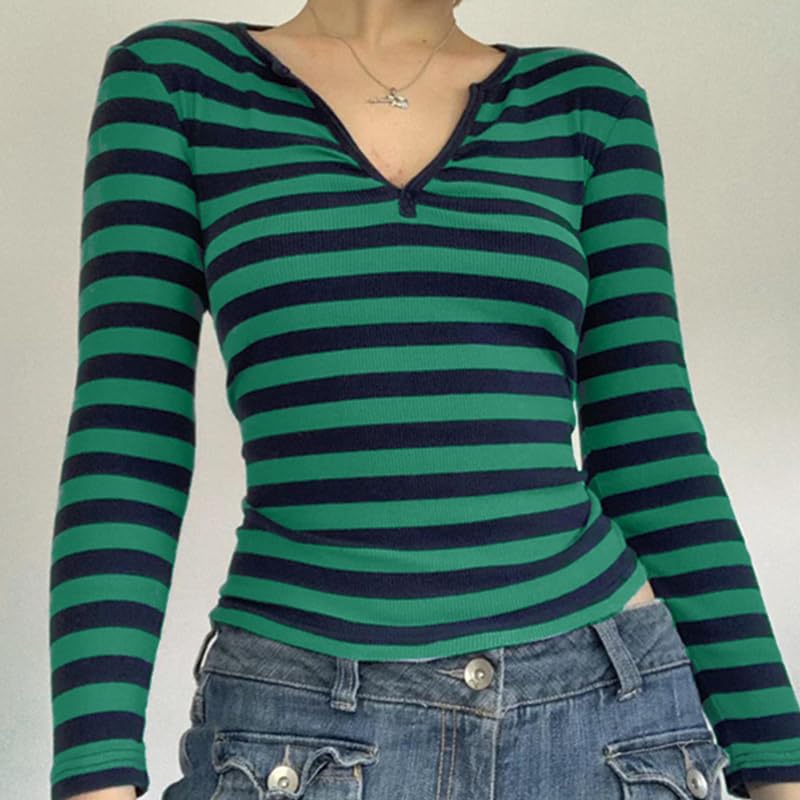 Y2K Paneled Fitted Henley Blouse