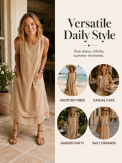 Women's Loose Fit Drapey Crewneck Dress with Pockets