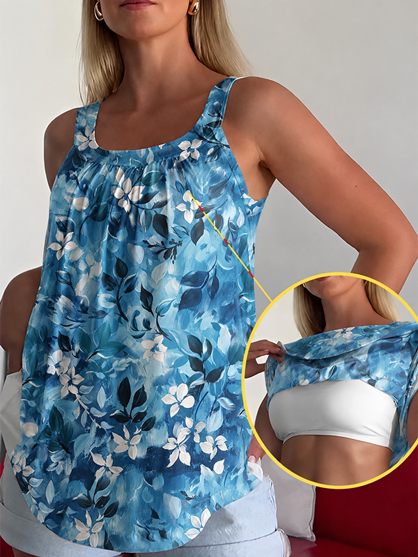 Solid Color Pleated Tank Top