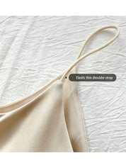 Built-In Bra Satin V Neck Tank Top