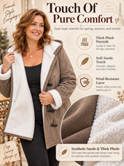 Women's Hooded Suede Coat with Plush Lining