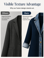 Ribbed Knit Jacket with Denim Trim
