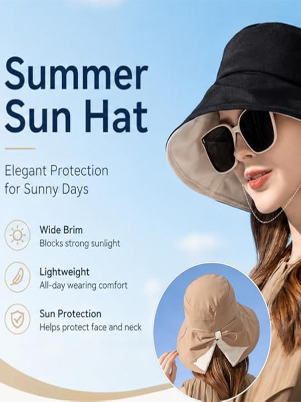 Women's Bow-Tie Wide-Brimmed Sun Hat