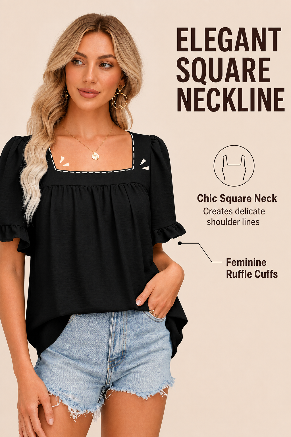 Womens Peplum Sqaure Neck Blouses