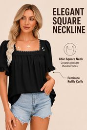Womens Peplum Sqaure Neck Blouses