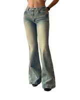 90s Mid High Waist Stretch Flared Bootcut Denim Pants