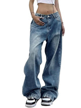 Mid Waist Baggy Wide Leg Denim Pants