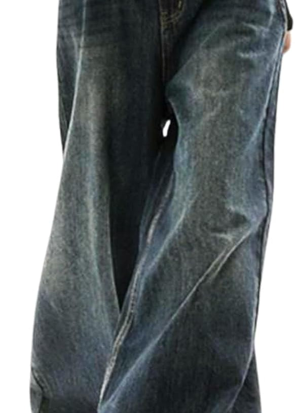EMMIOL Women Baggy Jeans High Waist Boyfriend Streetwear Vintage Jeans Wide Leg Denim Pants