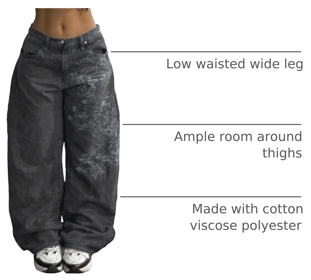 EMMIOL Women Boyfriends Hip Hop 90s Vintage Baggy Jeans Loose Denim Pants Mid Waist Jeans