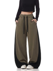EMMIOL Women's Barrel Sweatpants Baggy High Waisted Y2K Loose Fit Pants | Contrast Side Panel Joggers, Drawstring Waist, Side Pockets, Ideal for Streetwear, Workouts, School Casual travel, Nights Out