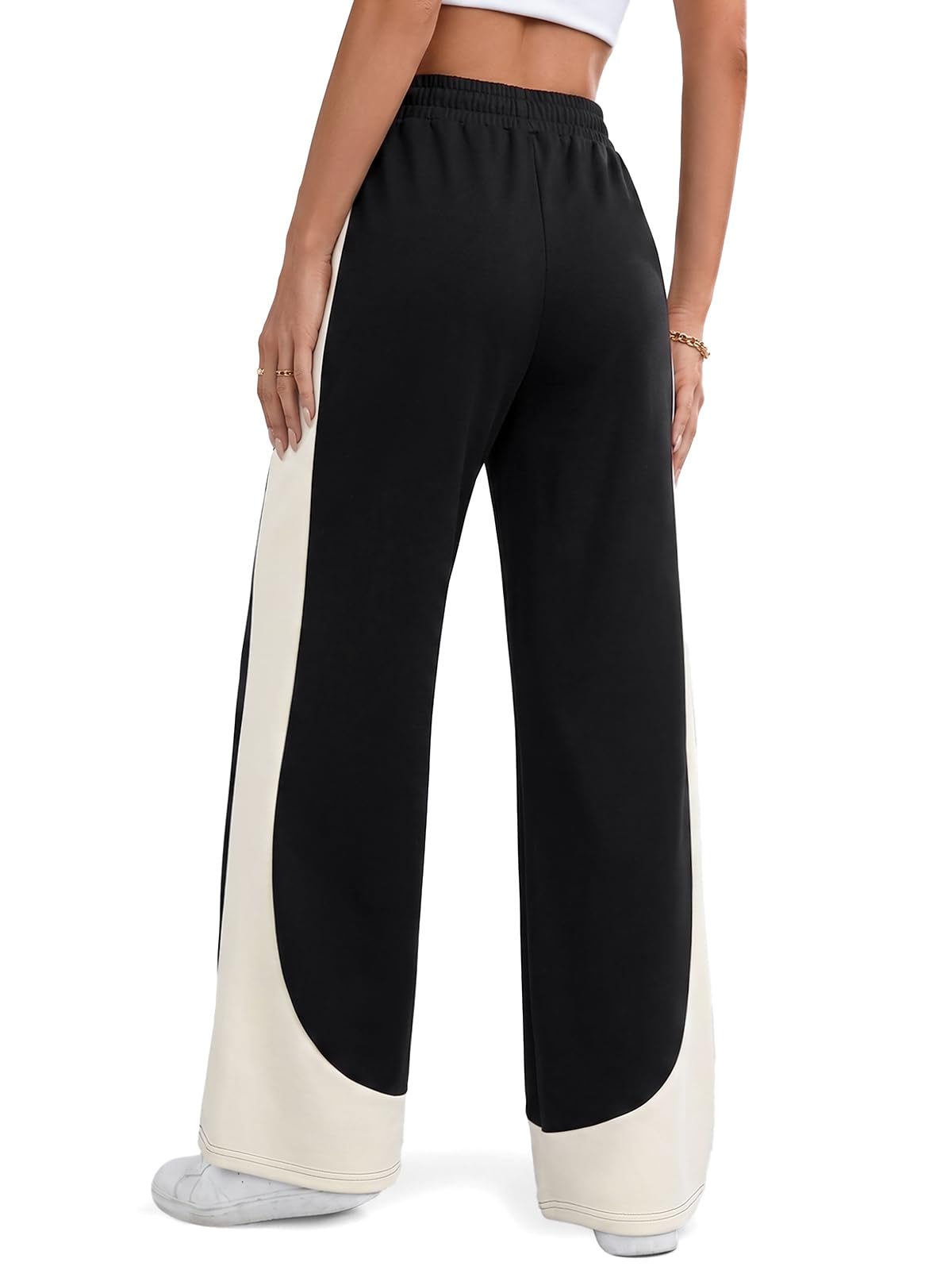 EMMIOL Women's Barrel Sweatpants Baggy High Waisted Y2K Loose Fit Pants | Contrast Side Panel Joggers, Drawstring Waist, Side Pockets, Ideal for Streetwear, Workouts, School Casual travel, Nights Out