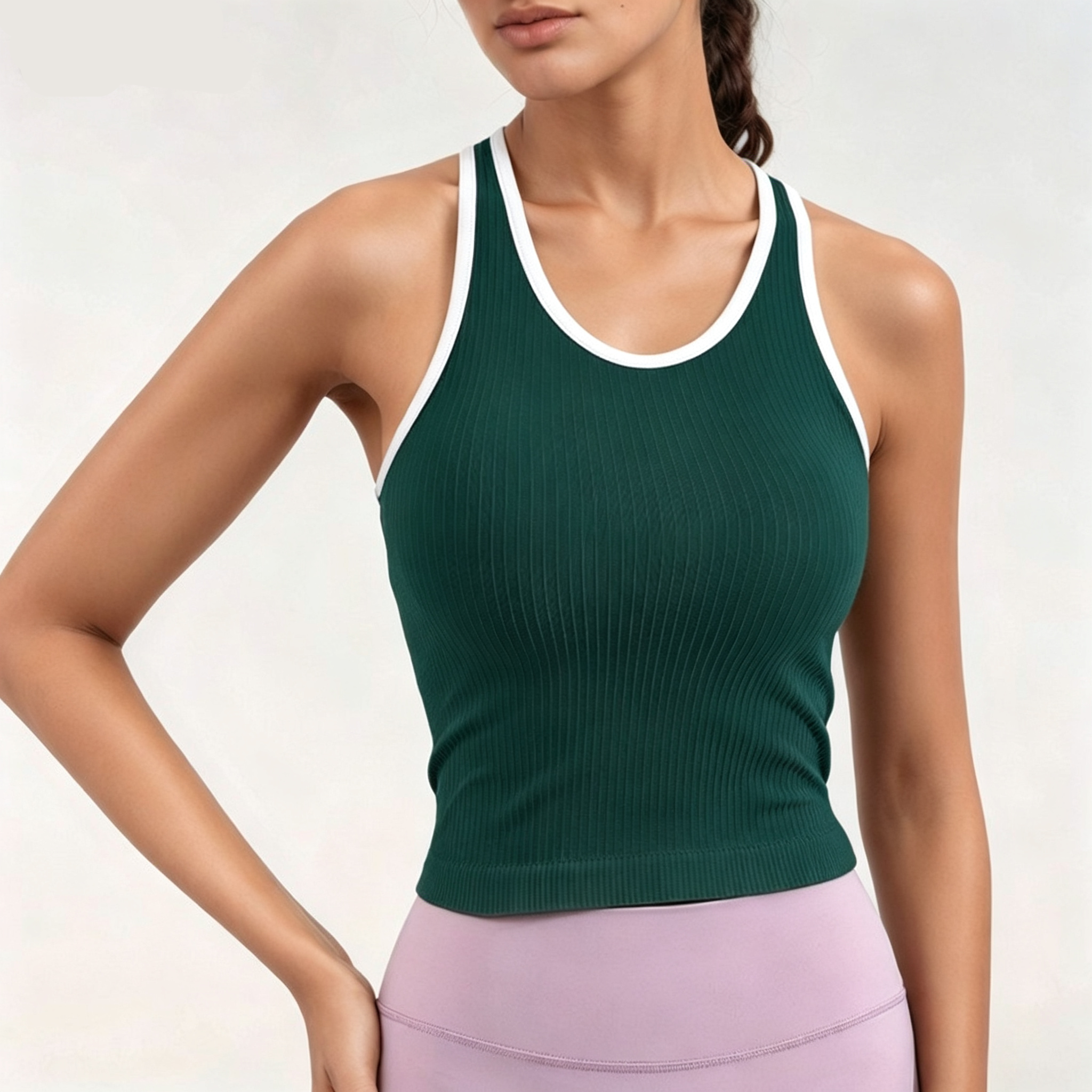 Ribbed Built-in Bra Workout Crop Top