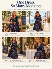 Wrap-Front Tie-Waist Midi Dress With Pockets