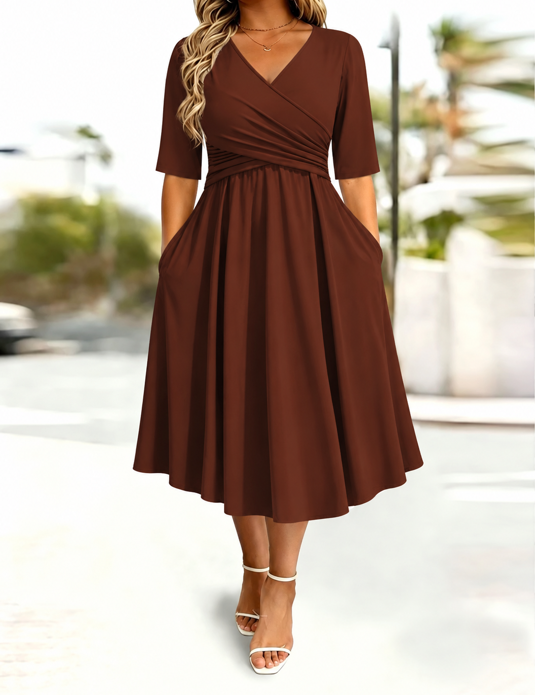 Waist-Cinching Dress With Heart Decoration