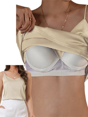 Built-In Bra Satin V Neck Tank Top