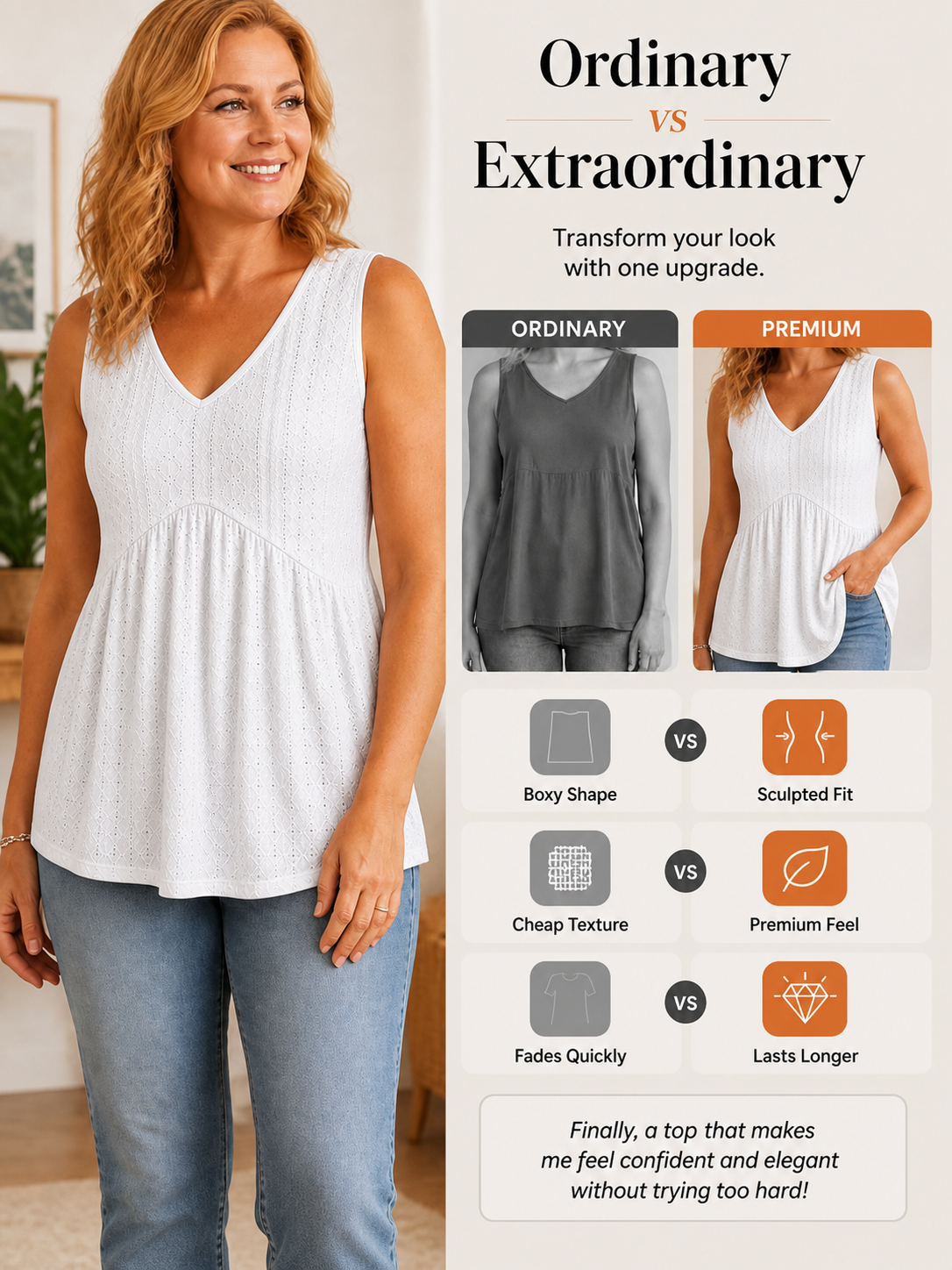 Womens V Neck Sleeveless Flowy Peplum Tops