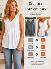 Womens V Neck Sleeveless Flowy Peplum Tops